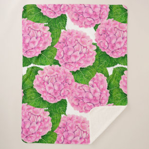 Hydrangea waterolor pattern sherpa blanket