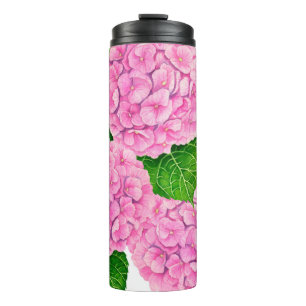Hydrangea waterolor pattern thermal tumbler