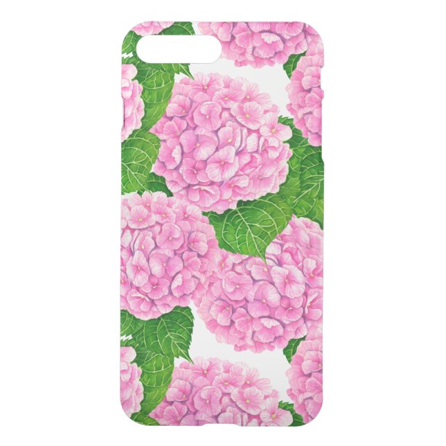 Hydrangea waterolor pattern uncommon iPhone case (Back)