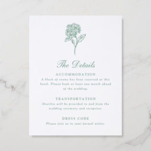 Hydrangea Wedding Details Letterpress Enclosure Card
