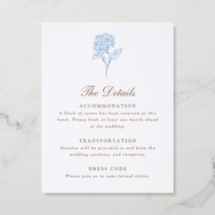 Hydrangea Wedding Details Letterpress Enclosure Card