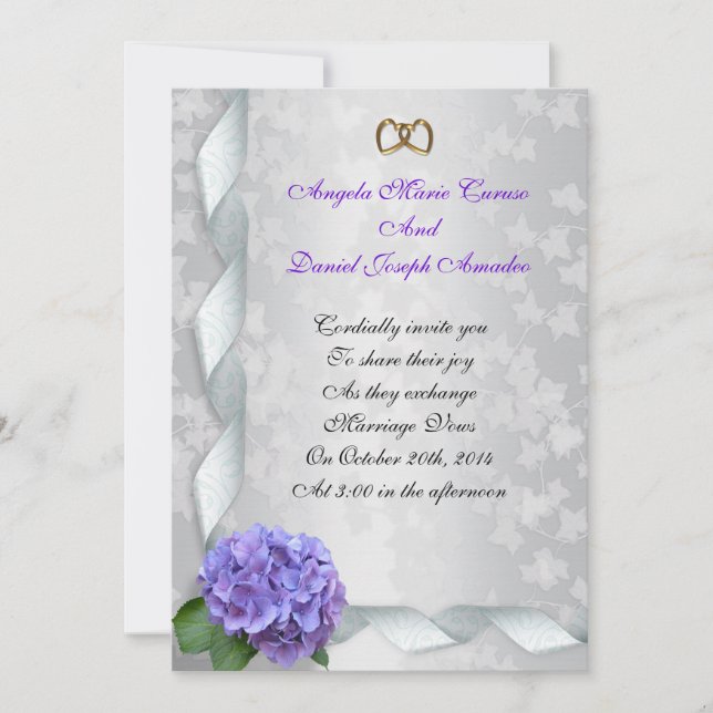 Hydrangea wedding Invitation (Front)