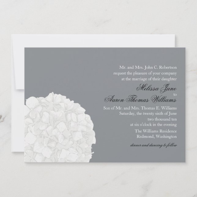 Hydrangea Wedding Invitation - Gray (Front)