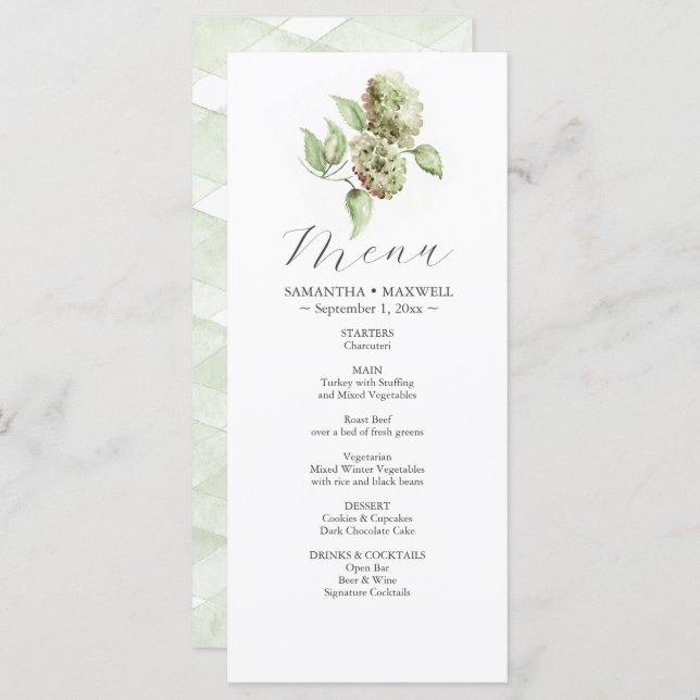 Hydrangea Wedding Menus  (Front/Back)