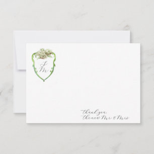 Hydrangea Wedding Monogram Thank You Stationery Note Card