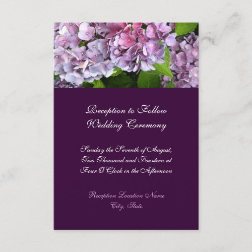 Hydrangea Wedding Reception Card