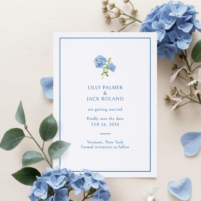 Hydrangea Wedding Save the Date Letterpress Card (Creator Uploaded)