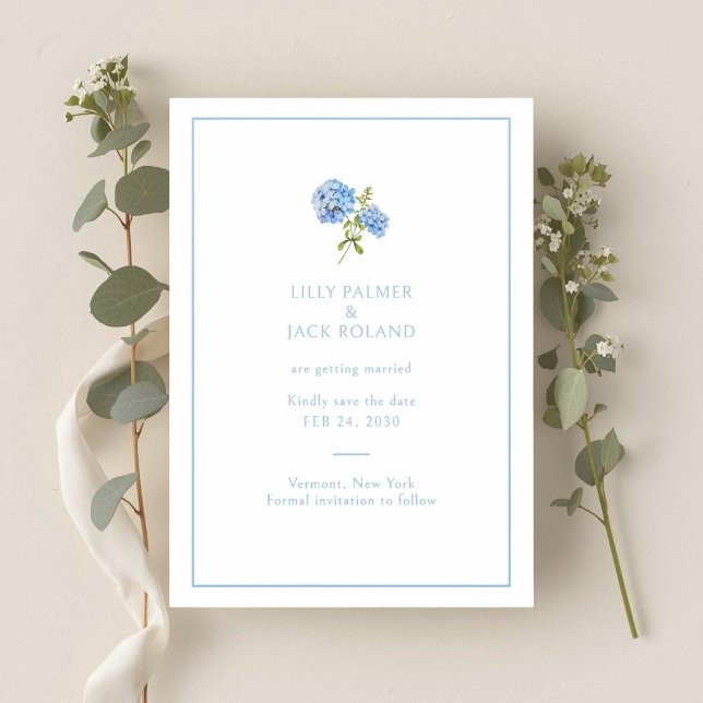 Hydrangea Wedding Save the Date Letterpress Card (Creator Uploaded)