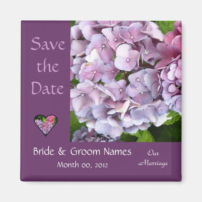 Hydrangea Wedding Save The Date Magnet (Front)