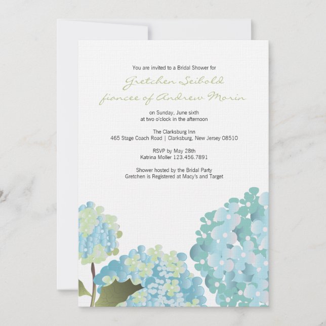 Hydrangea Wedding Shower Invitation (Front)