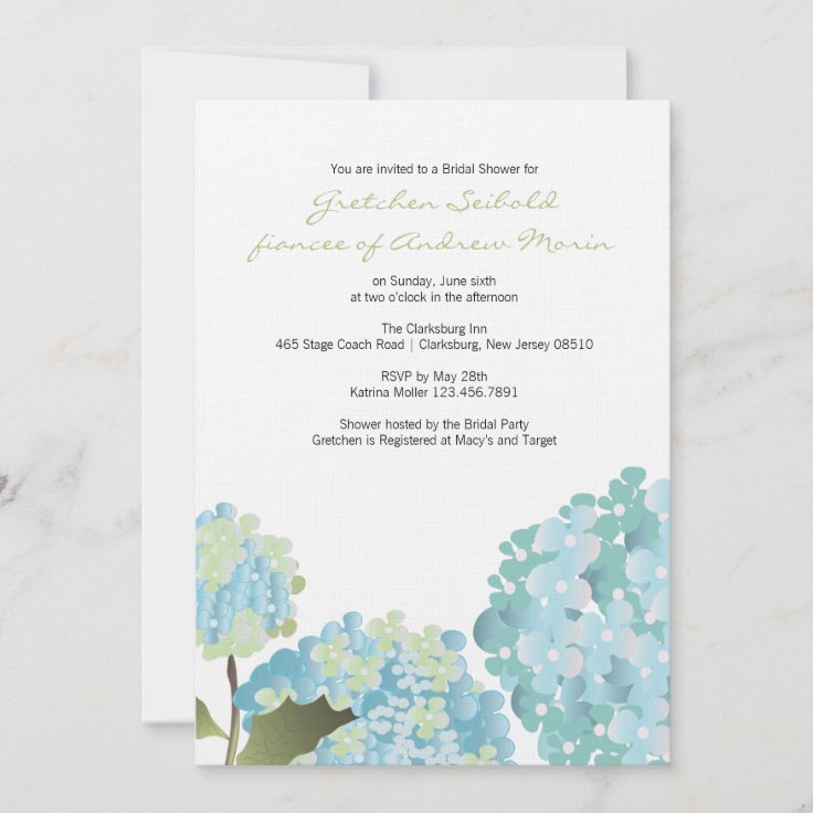 Hydrangea Wedding Shower Invitation | Zazzle