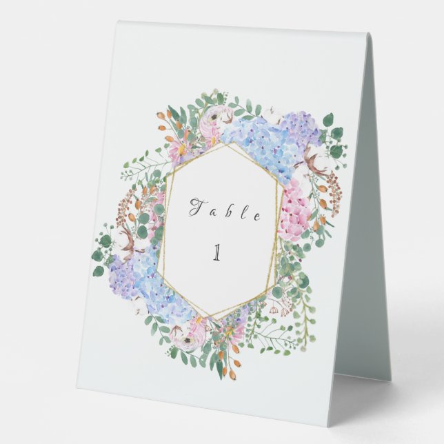 Hydrangea wedding table stand  table tent (Front)