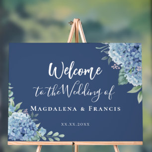 Hydrangea wedding welcome acrylic sign