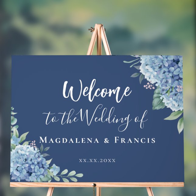 Hydrangea wedding welcome acrylic sign (Neutral)
