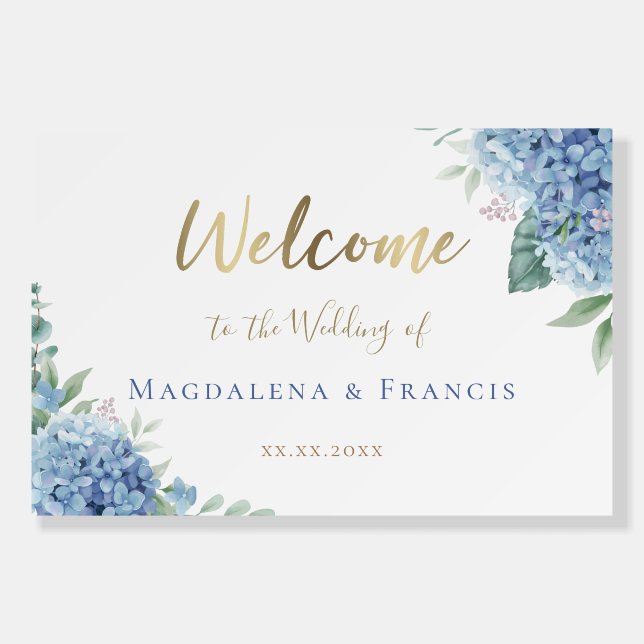 hydrangea wedding welcome sign Foam Boards (Front)
