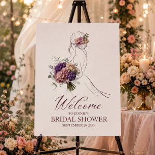 Hydrangea Welcome Sign, Elegant Floral Bridal Foam Board
