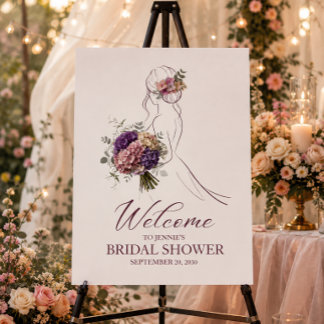 Hydrangea Welcome Sign, Elegant Floral Bridal Foam Board