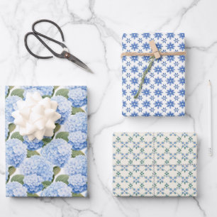 Hydrangea Whimsy Set 3 Wrapping Paper Sheets
