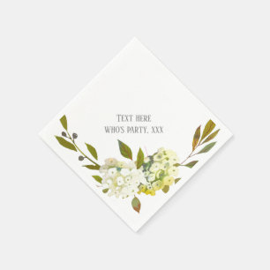 Hydrangea white floral spring flower napkins