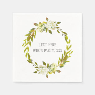 Hydrangea white floral spring flower napkins