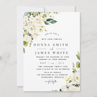 Hydrangea White Floral Wedding Invitation