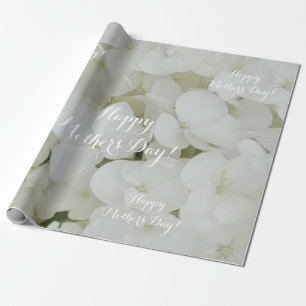 Hydrangea White Flowers Blossom Elegant Floral Wrapping Paper