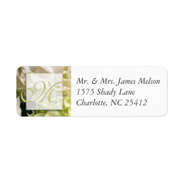 Hydrangea White Green Wedding Suite Label (Front)