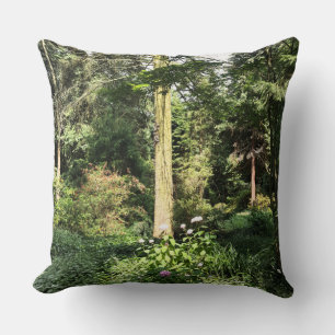 Hydrangea Wood Trees Nature Photography Throw Pillow