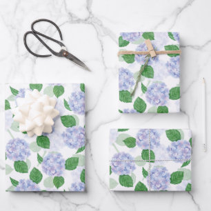 Hydrangea Wrapping Paper, Blue Floral Gift Wrap
