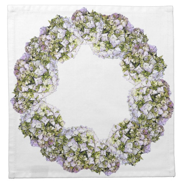 Hydrangea Wreath Cloth Napkin (Front)
