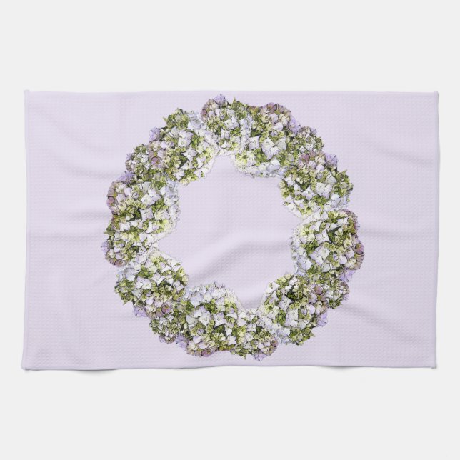 Hydrangea Wreath Kitchen Towel (Horizontal)