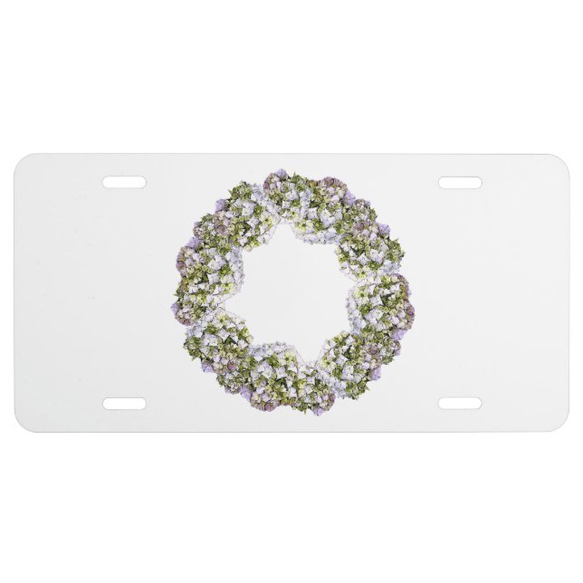 Hydrangea Wreath License Plate (Front)