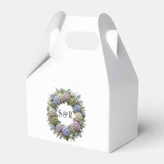 Hydrangea Wreath Monogram Wedding Favor Box
