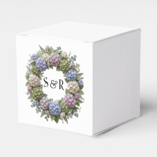 Hydrangea Wreath Monogram Wedding Favor Box