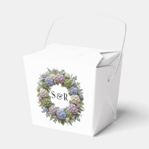 Hydrangea Wreath Monogram Wedding Favor Box