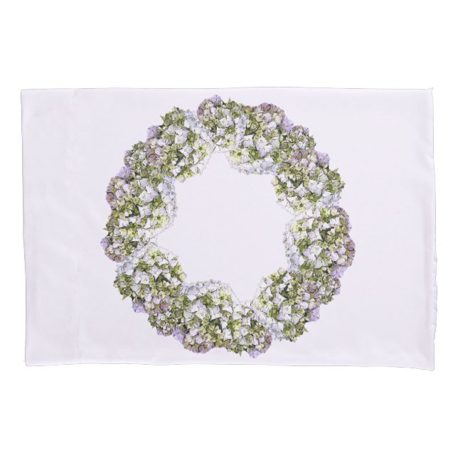 Hydrangea Wreath Pillow Case (Front)
