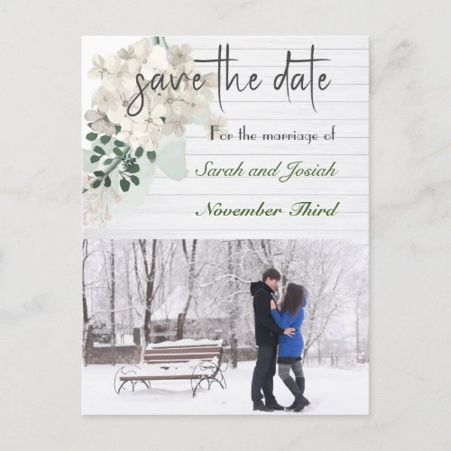 Hydrangea Wreath Save the Date Postcard