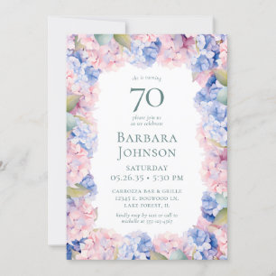 Hydrangeas 70th Birthday Party Invitation