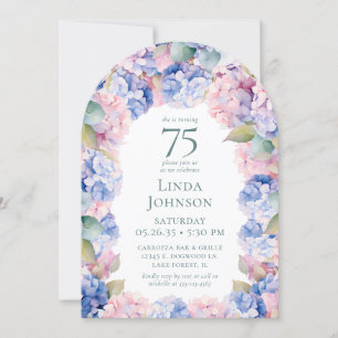 Hydrangeas 75th Birthday Party Invitation