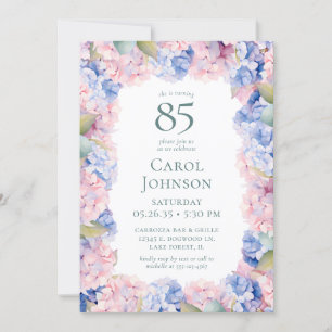 Hydrangeas 85th Birthday Party Invitation