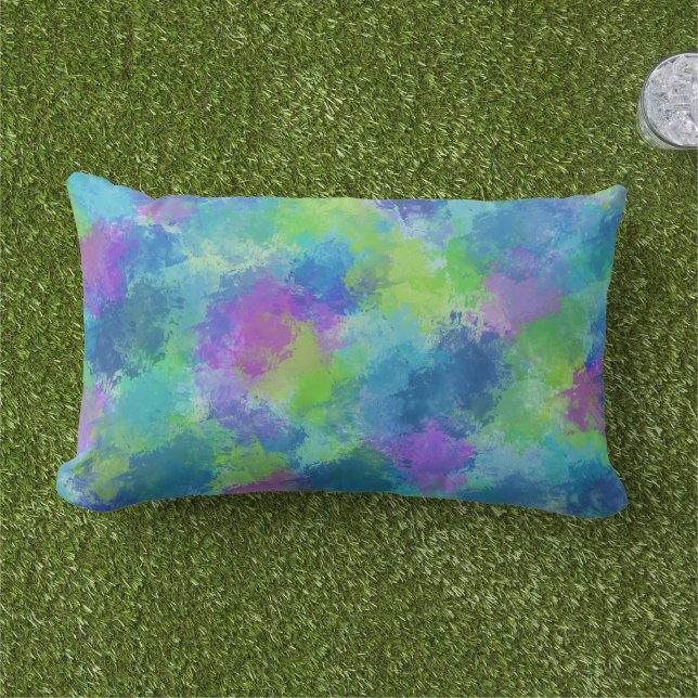 Hydrangeas Abstract Lumbar Pillow (Grass)