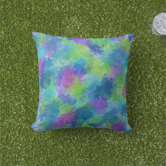 Hydrangeas Abstract Throw Pillow (Grass)