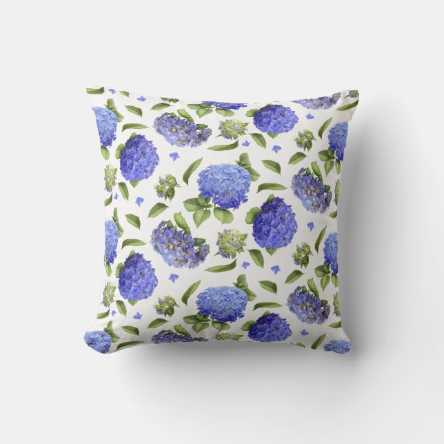 Hydrangeas All Over Throw Pillow (Front)
