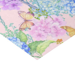 Hydrangeas and butterflies tiled Wedding Tissue Paper