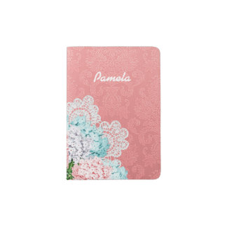 Hydrangeas and Damask Passport Holder