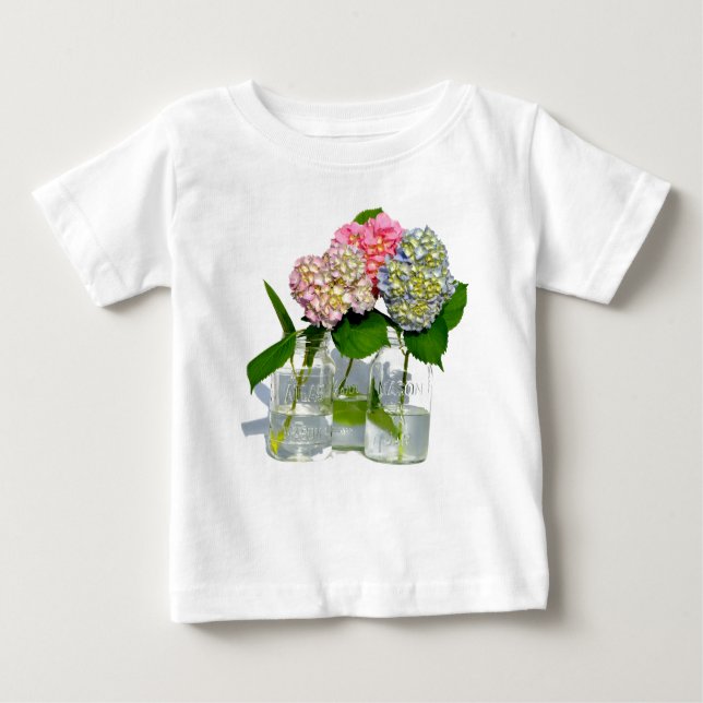 Hydrangeas and Mason jar Baby T-Shirt (Front)