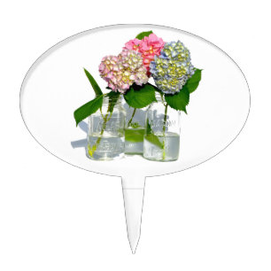 Hydrangeas and Mason jar Cake Topper