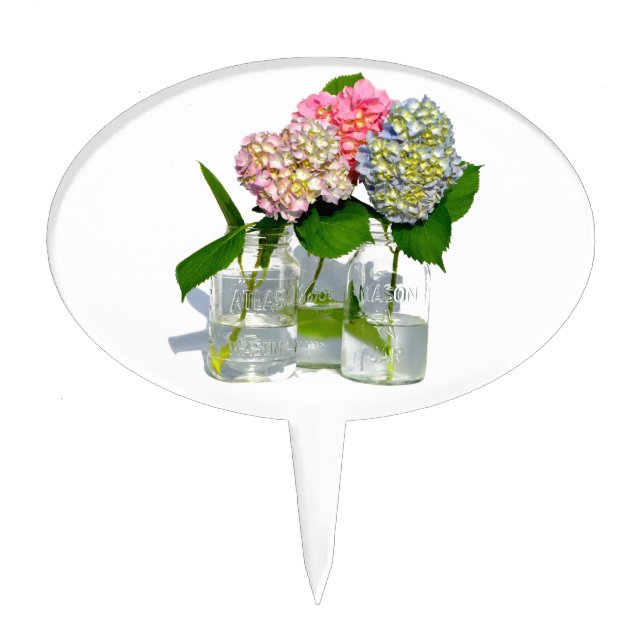 Hydrangeas and Mason jar Cake Topper (Front)