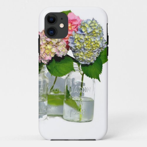 hydrangeas and mason jar iPhone 11 case