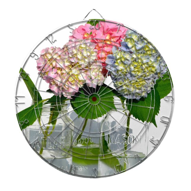 hydrangeas and mason jar dart board (Front)